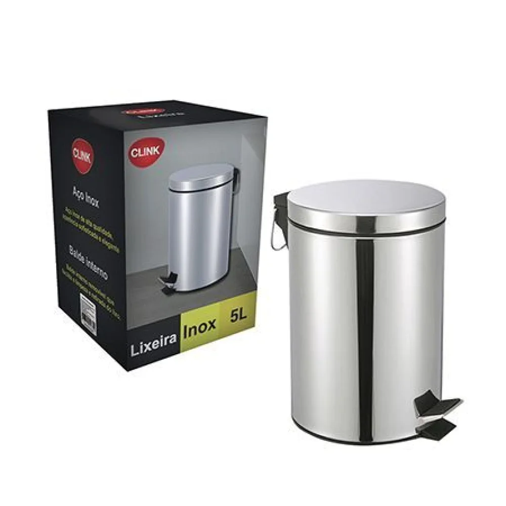 Lixeira Com Pedal Inox 5 L — Clink